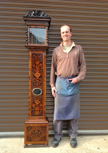 Pierre Gaillot by grandfather clock restored
